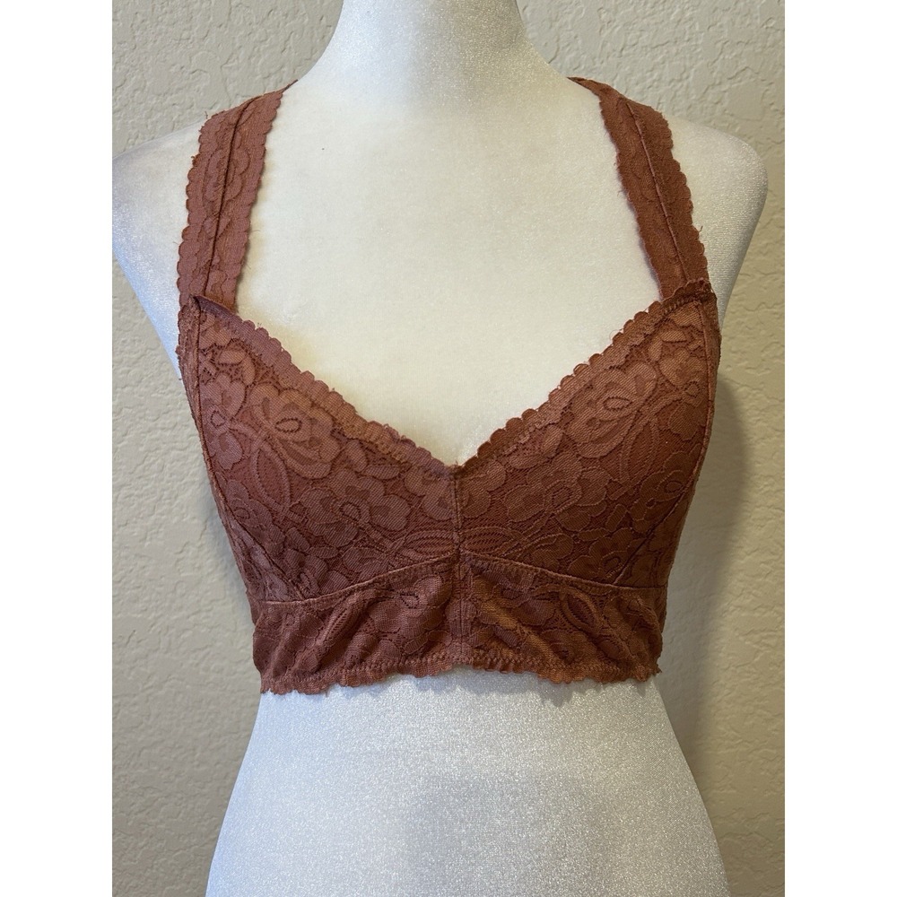 Intimately Free People Lace Galloon Bralette Size S Henna Brown Racerback Lounge